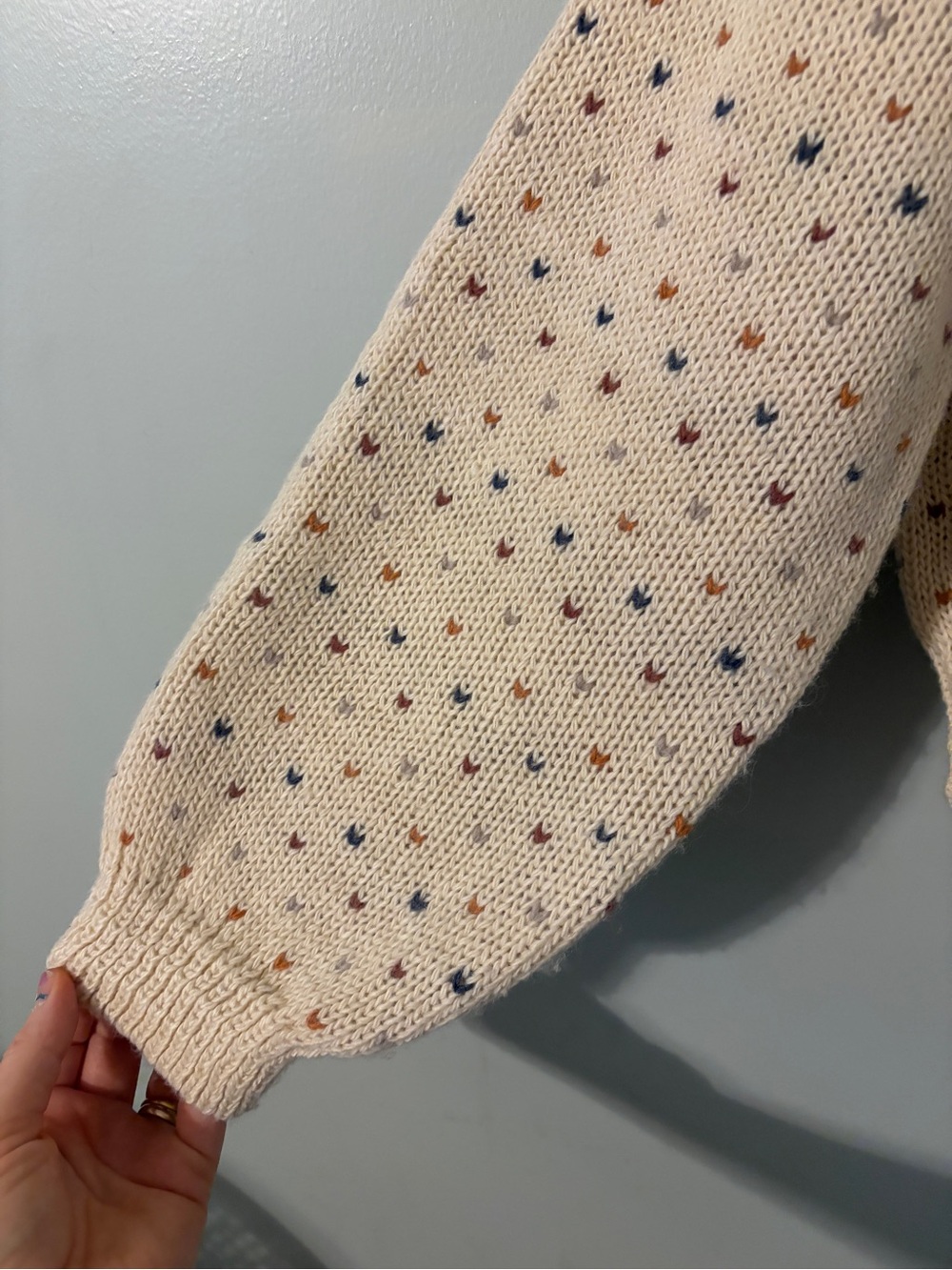 Neuflora heart Cream Speckled Button-Front Knit Cardigan medium - Picture 4 of 7